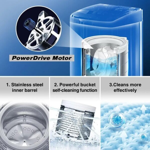 Washing Machine, Automatic Compact Washing Machine Suitable for Household Use, Portable Washer with 24 Hours Washing - Image 6