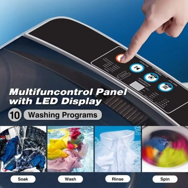 Washing Machine, Automatic Compact Washing Machine Suitable for Household Use, Portable Washer with 24 Hours Washing - Image 5