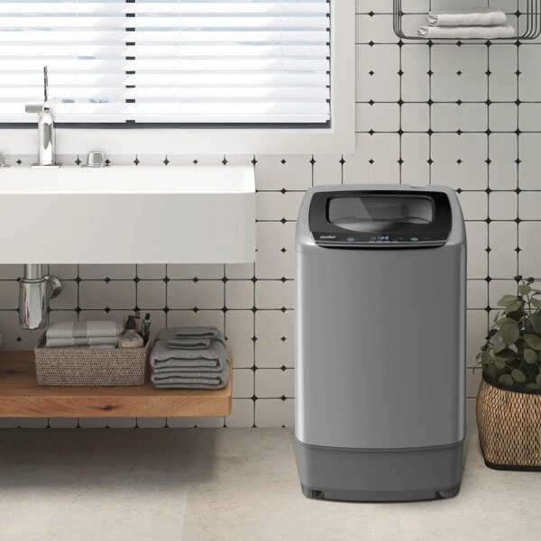 Portable Washing Machine 0.9 cu.ft Compact Washer With LED Display 5 Wash Cycles 2 Built-in Rollers Space Saving - Image 4