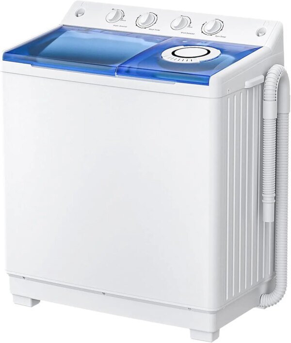 Washing Machine, Twin Tub Washing Machine Laundry Compact Washer spinner Combo with 40lbs capacity, 24Lbs Washer and 16Lbs