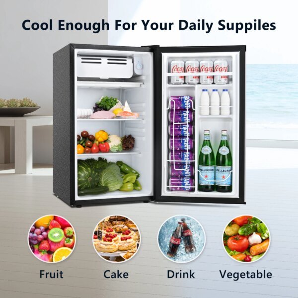 SIMZLIFE 3.2 Cu.Ft Mini Fridge with Freezer Compact Refrigerator Mini Refrigerator Adjustable Thermostat for Bedroom Dorm Office - Image 5