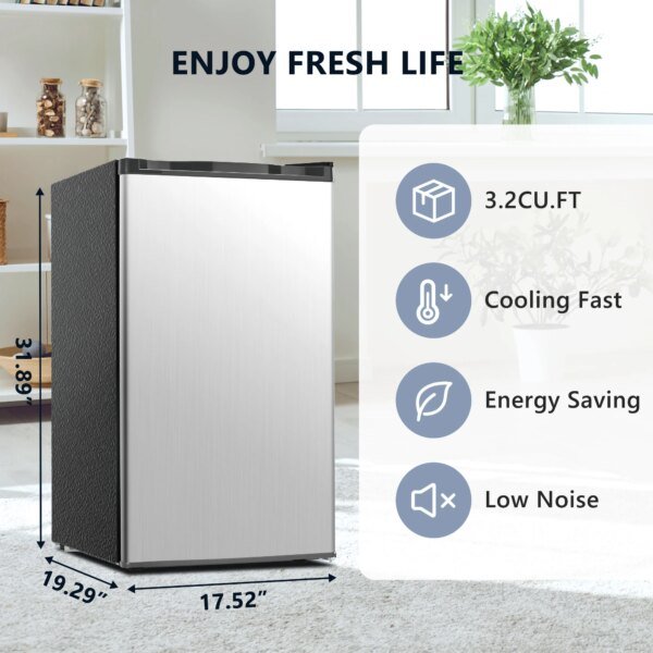 SIMZLIFE 3.2 Cu.Ft Mini Fridge with Freezer Compact Refrigerator Mini Refrigerator Adjustable Thermostat for Bedroom Dorm Office - Image 3