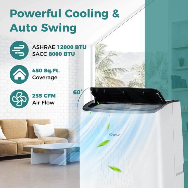 12000 BTU Portable Air Conditioner with Heat Smart WiFi Enabled Home AC Unit - Image 5