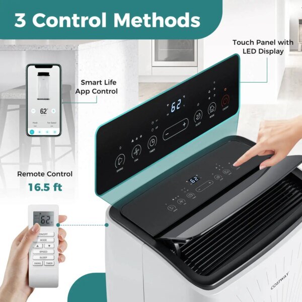 12000 BTU Portable Air Conditioner with Heat Smart WiFi Enabled Home AC Unit - Image 4
