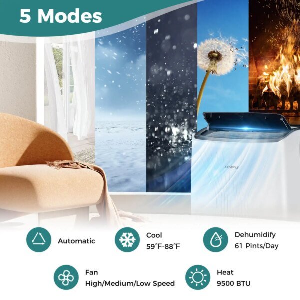 12000 BTU Portable Air Conditioner with Heat Smart WiFi Enabled Home AC Unit - Image 6