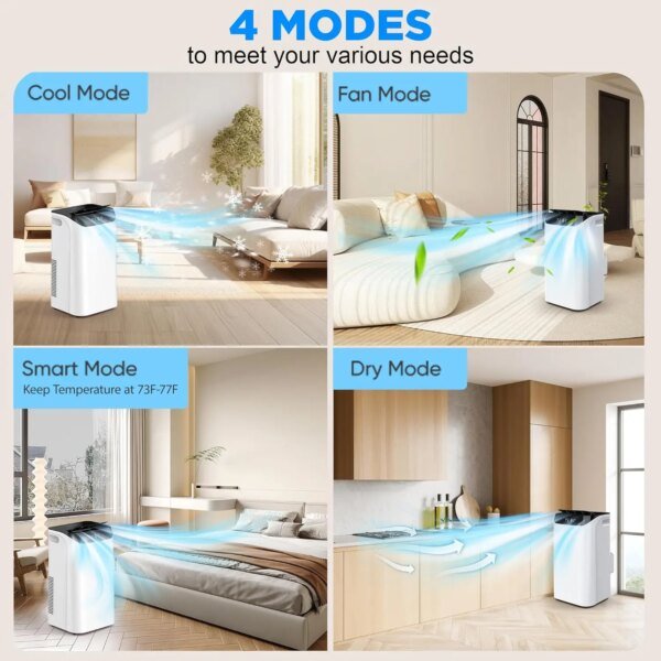 12000 BTU Portable Air Conditioners for Room up to 500 sq.ft, 3-IN-1 Quiet Cooling Portable AC Unit with Fan & Dehumidifier - Image 2