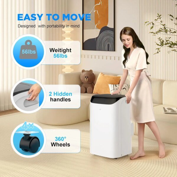12000 BTU Portable Air Conditioners for Room up to 500 sq.ft, 3-IN-1 Quiet Cooling Portable AC Unit with Fan & Dehumidifier - Image 6