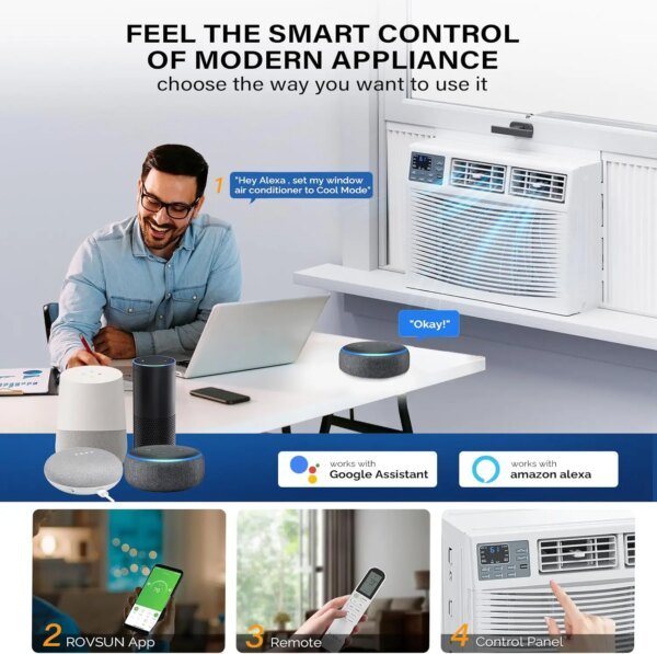 12000-BTU Window Air Conditioner with Heat Window AC Unit & Heater Combo with APP & Voice Smart Control Timer Function - Image 4