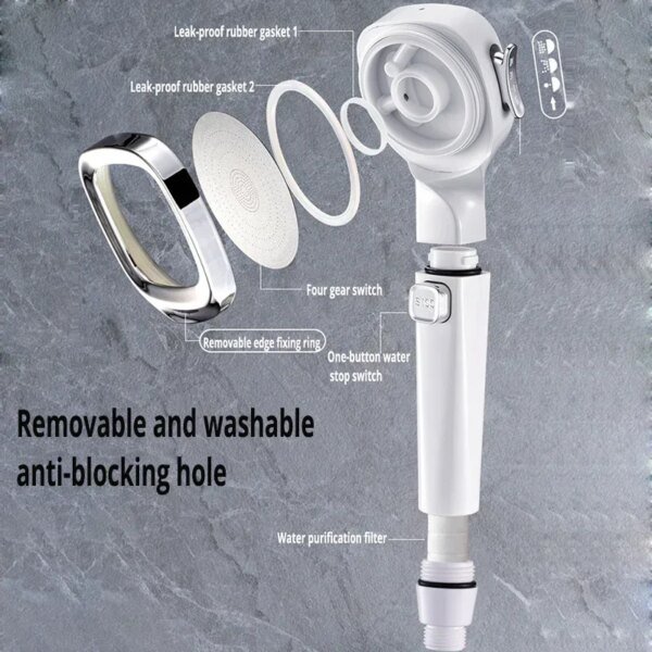 High Pressure Shower Head Water Saving 3 Modes Shower Heads Adjustable One-Key Stop Water Massage Sprayer Bathroom Accessories - Image 5