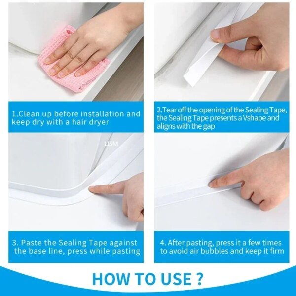 Waterproof Wall Tape Bathroom Kitchen Adhesive Tape Contour Tapes Cardboard Sealing Strip Bathroom Shower Sink Bath Caulk Tapes - Image 5