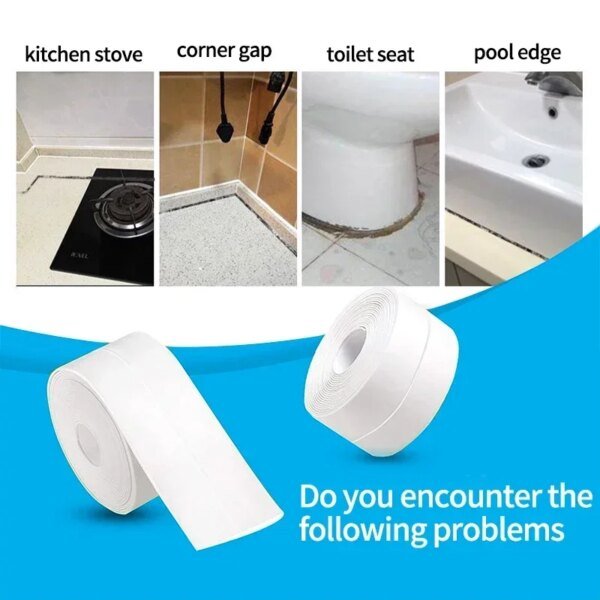 Waterproof Wall Tape Bathroom Kitchen Adhesive Tape Contour Tapes Cardboard Sealing Strip Bathroom Shower Sink Bath Caulk Tapes - Image 3