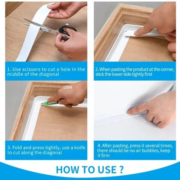 Waterproof Wall Tape Bathroom Kitchen Adhesive Tape Contour Tapes Cardboard Sealing Strip Bathroom Shower Sink Bath Caulk Tapes - Image 6