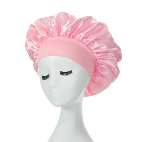 Women Night Sleep Hair Caps Silky Bonnet Satin Double Layer Adjust Head Cover Hat Shower Cap for Curly Hair Styling Accessories - Image 3