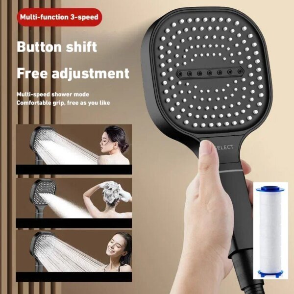 Xiaomi 13cm Large Panel 3Modes Adjustable Home Shower Head  High Pressure Massage ShowerHead Filter Element Bathroom Accessories - Image 6