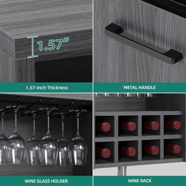 Wine Bar Cabinet, 47" Coffee Bar Cabinet for Liquor and Glasses, Modern Sideboard Buffet Cabinet with Storage for 300 lbs Capac - Image 5