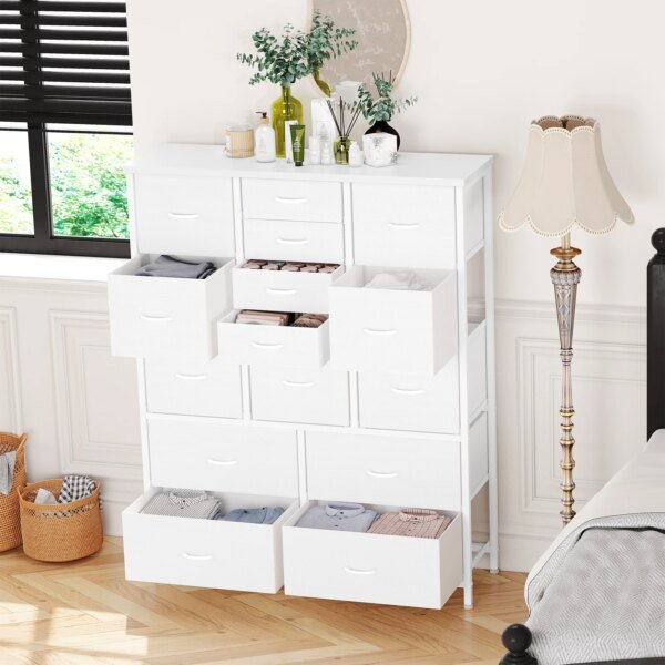 15 Drawers Dresser For Bedroom, Tall Dressers & Chests Of Drawers For Hallway, Entryway, Storage Organizer Unit With Fabric