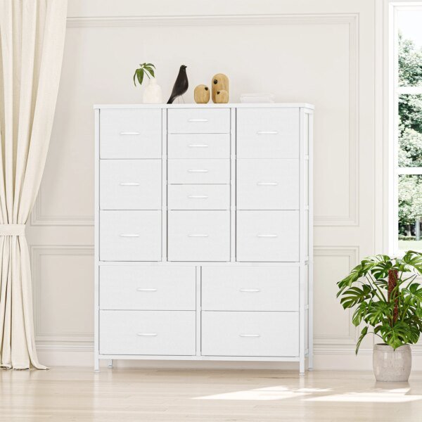 15 Drawers Dresser For Bedroom, Tall Dressers & Chests Of Drawers For Hallway, Entryway, Storage Organizer Unit With Fabric - Image 3