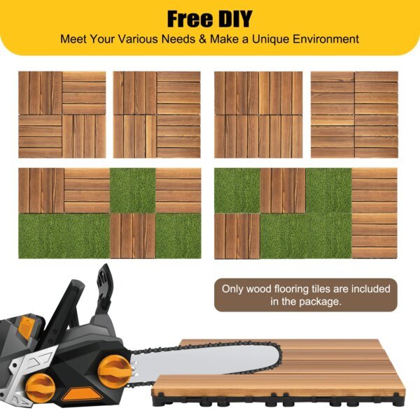 30*30cm Wooden Floor 36Pcs Tile Balcony Interlocking Decking Tiles Wear Resistant Self Paved Lawn Floor Tile Outdoor Patio Porch - Image 2