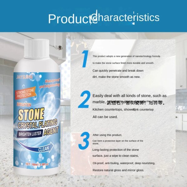 Jaysuing Stone crystal plating agent Kitchen quartz tile countertop scratch repair agent cleaning stain brightener - Image 3