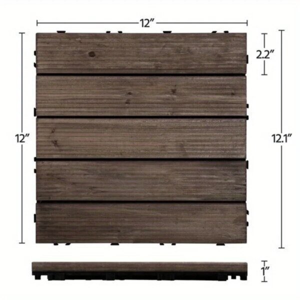 27pcs Deck Patio Tile Interlocking Wood Flooring Pavers Tiles Outdoor 12''x 12'' - Image 3