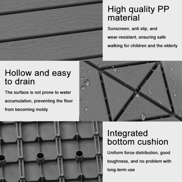 44Pc Floor Patio Decking Tiles Premium Mat Waterproof Indoor Garden Deck Tiles Floor Decking Tiles for Poolside Balcony Backyard - Image 5