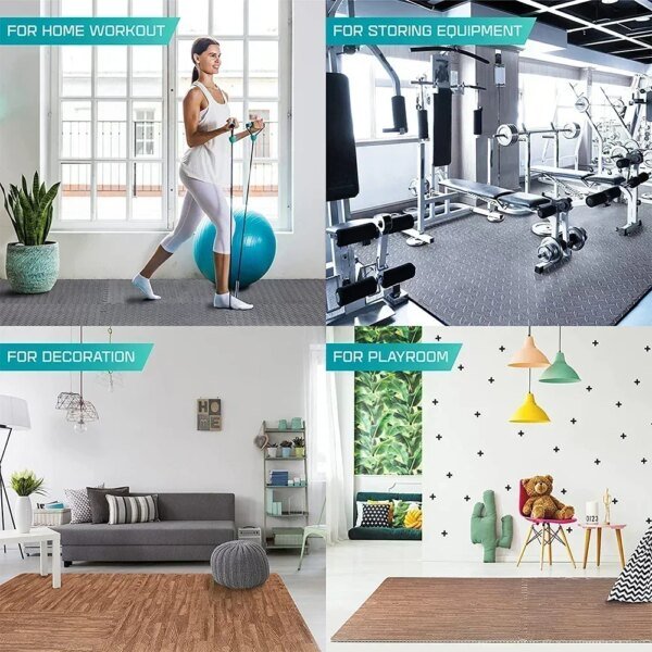 4~20Pcs Puzzle Fitness Mat, Eva Interlocking Foam Floor Tiles for Home Gym, Home Gym Equipment Mat, Non-Slip Floor Mat for Kids - Image 5
