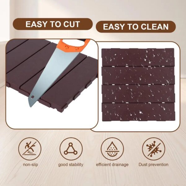 36 Pcs Waterproof Balcony Floor Tiles, Great Friction Anti-break Patio Deck Tiles with Efficient Drainage Design - Image 4