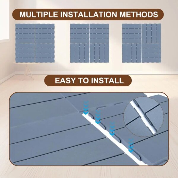 36 Pcs Waterproof Balcony Floor Tiles, Great Friction Anti-break Patio Deck Tiles with Efficient Drainage Design - Image 2