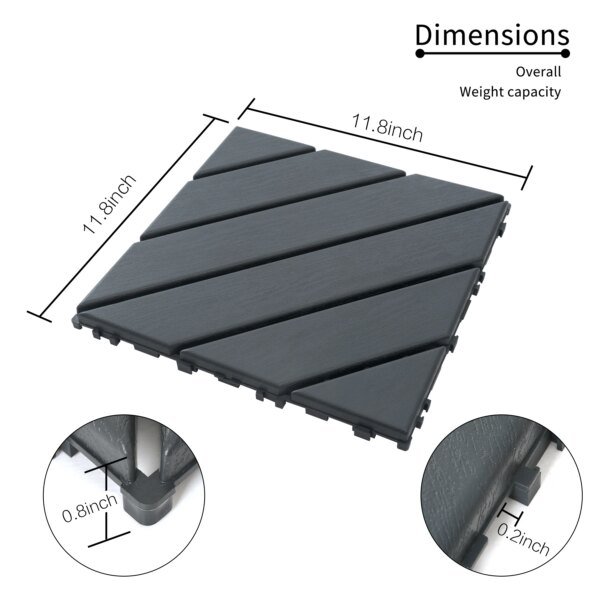 Plastic Interlocking Deck Tiles,44 Pack Patio Deck Tiles,12"x12" Square Waterproof Outdoor All Weather Use, Patio Decking Tiles - Image 6