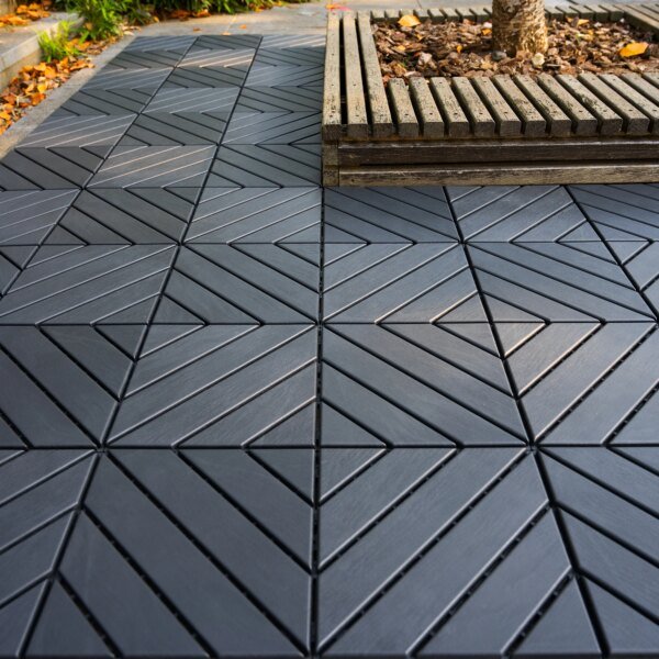 Plastic Interlocking Deck Tiles,44 Pack Patio Deck Tiles,12"x12" Square Waterproof Outdoor All Weather Use, Patio Decking Tiles