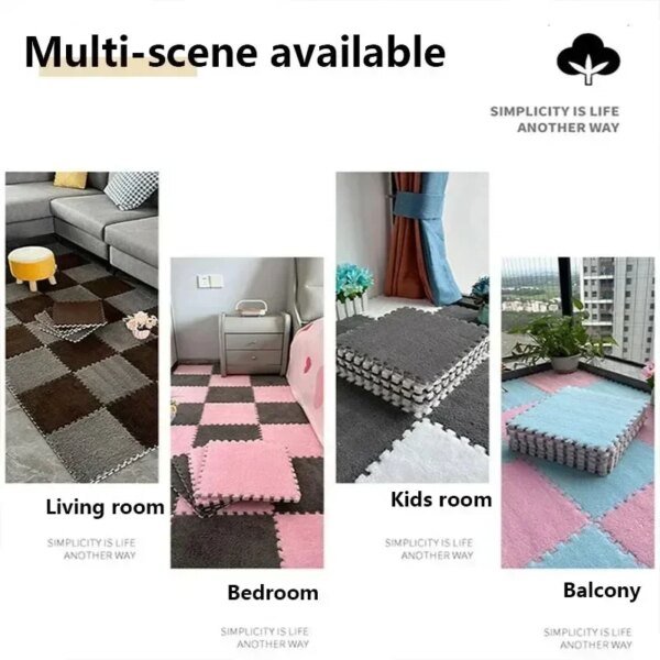 30x30cm Plush Puzzle Foam Floor Mat Creative Fashion Carpet Square Interlocking Carpet Fluffy Area Rugs - Image 6