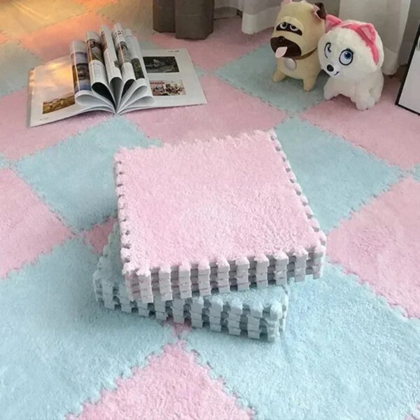 30x30cm Plush Puzzle Foam Floor Mat Creative Fashion Carpet Square Interlocking Carpet Fluffy Area Rugs - Image 3