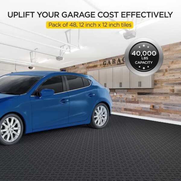 Garage Floor Tiles Pack of 48 Tiles Oil and Stain Resistant 12x12Inch Modular With 40000 Lbs Load Capacity for Floor Shed Tile - Image 6