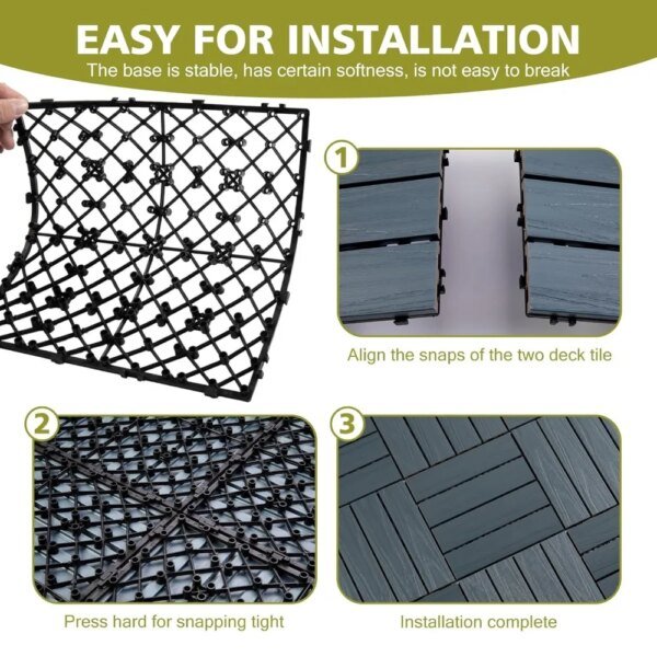 Wood Plastic Composite Patio Deck Tiles,DIY Interlocking Decking Tiles, Floor Tile,Durable,Maintenance,Waterproof,Indoor Outdoor - Image 4