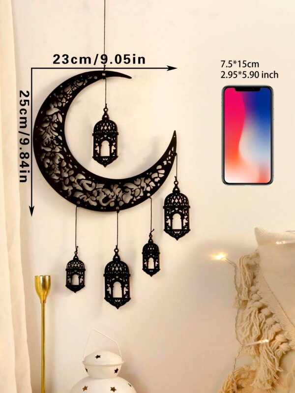 Wooden Hollow Moon and Star Lantern – DIY Ramadan Hanging Decor, Islamic Eid Mubarak Festival Decorations，Ornament Islamic Gifts - Image 5