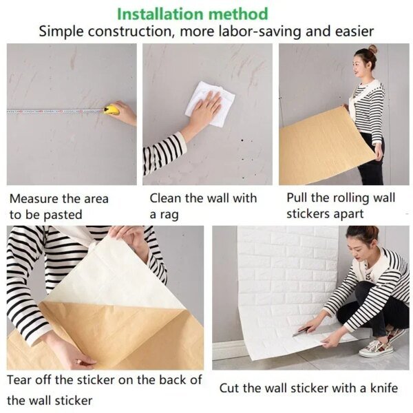 1/3/5/10 M 3D Self-adhesive Wallpaper Stickers 3M Brick Wall Stickers Home Decor Wallpaper for Walls DIY Bedroom Papel De Parede - Image 5