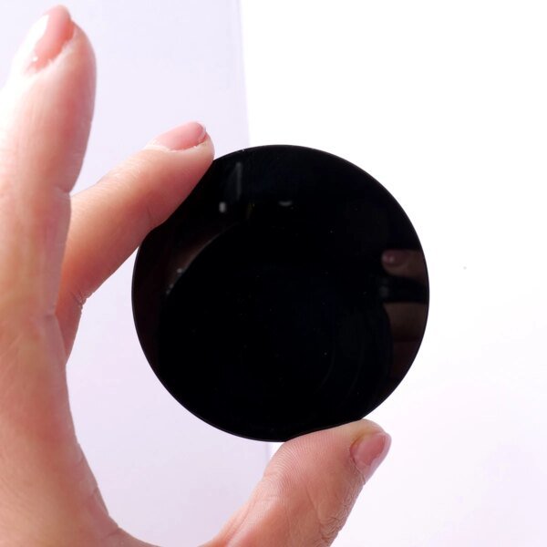 1pc Natural black obsidian stone circle disk round plate fengshui mirror for home office decor - Image 2