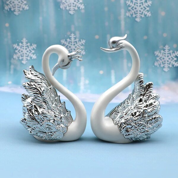 2pcs Swan Model Cute Figurine Collectibles Cute Car Interior Cake Top Decor for Love Theme Decoration Luxury Home Decor - Image 3