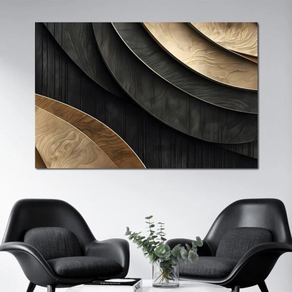 Modern Luxury Pop Art Posters Print 3D Abstract Black And Gold Visual Staggered Aesthetic Canvas Painting Office Cafe Home Decor - Image 4
