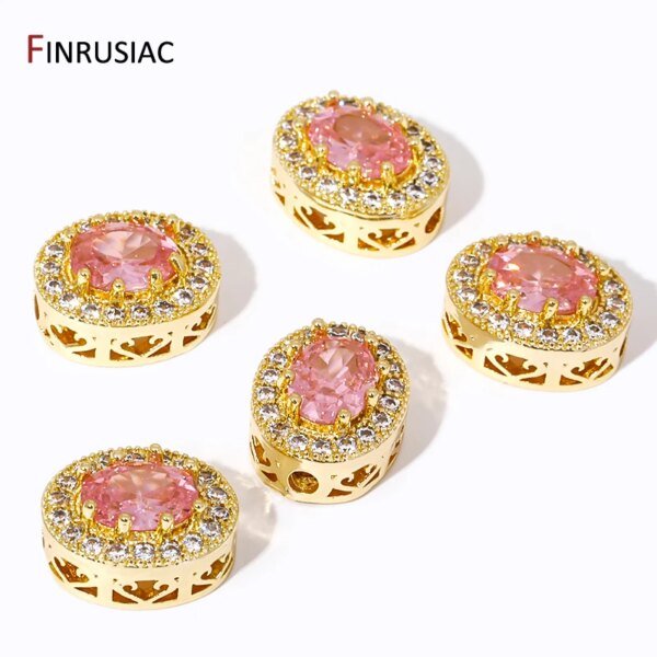 18K Gold Plated Brass Oval CZ Stone Beads,Separators for Bracelets, Spacer Beads Jewelry Making Supplies DIY Accessoriess - Image 3