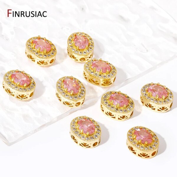 18K Gold Plated Brass Oval CZ Stone Beads,Separators for Bracelets, Spacer Beads Jewelry Making Supplies DIY Accessoriess - Image 5