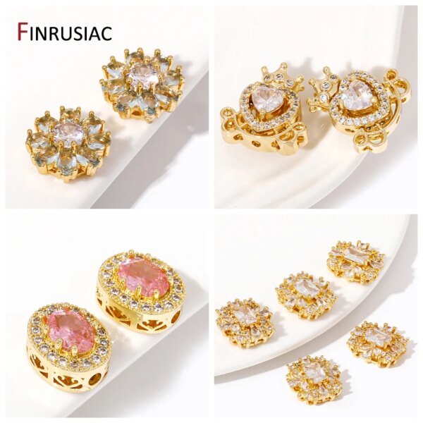 18K Gold Plated Brass Zircon Oval Crown Spacer Beads,Separators For Bracelet,DIY Jewelry Making Necklace Earrings Accessories