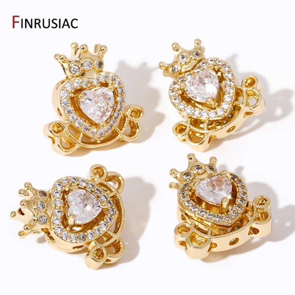 18K Gold Plated Brass Zircon Oval Crown Spacer Beads,Separators For Bracelet,DIY Jewelry Making Necklace Earrings Accessories - Image 3