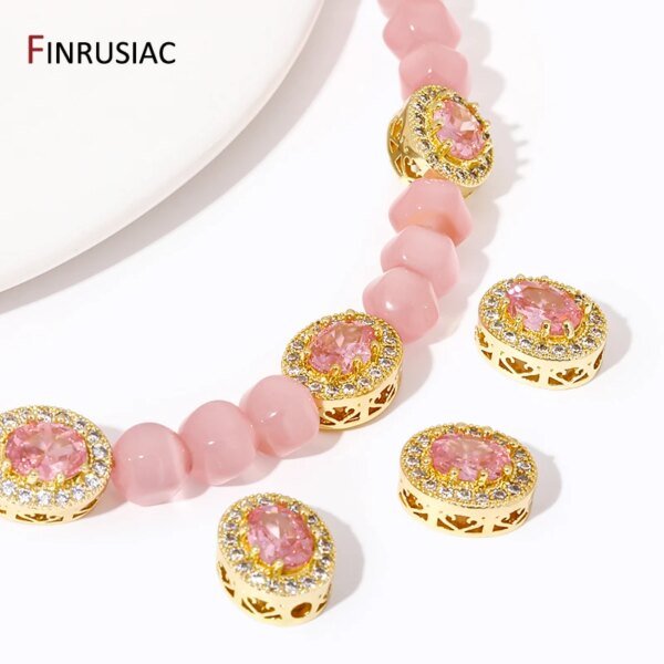 18K Gold Plated Brass Zircon Oval Crown Spacer Beads,Separators For Bracelet,DIY Jewelry Making Necklace Earrings Accessories - Image 6