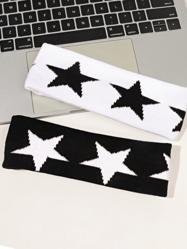 1 Pcs Black Headbands for Women No Slip Soft Hair Accessories Stars Head Wraps for Women Yoga Workouts - Image 2