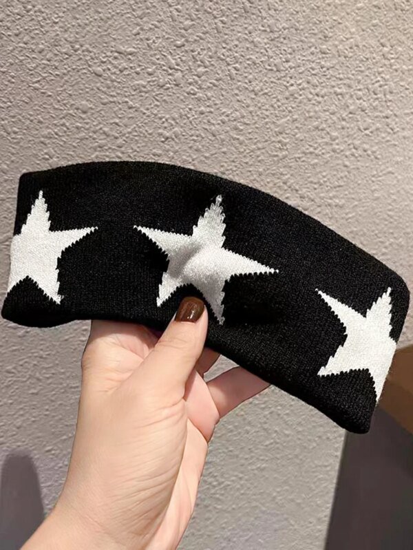 1 Pcs Black Headbands for Women No Slip Soft Hair Accessories Stars Head Wraps for Women Yoga Workouts - Image 3
