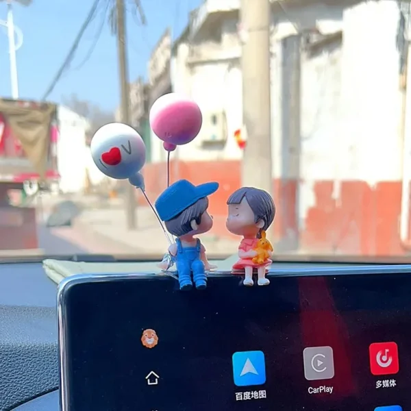 Cute Cartoon Couples Car Decoration Accessories Romantic Figurines Balloon Ornament Auto Interior Dashboard Accessories Gifts - Image 2