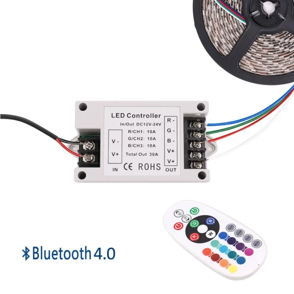 30A/42A RGB/RGBW Bluetooth-compatible Led controller 24Key IR Remote Big Power 360W BT Controller for RGB Strip light DC12-24V - Image 6