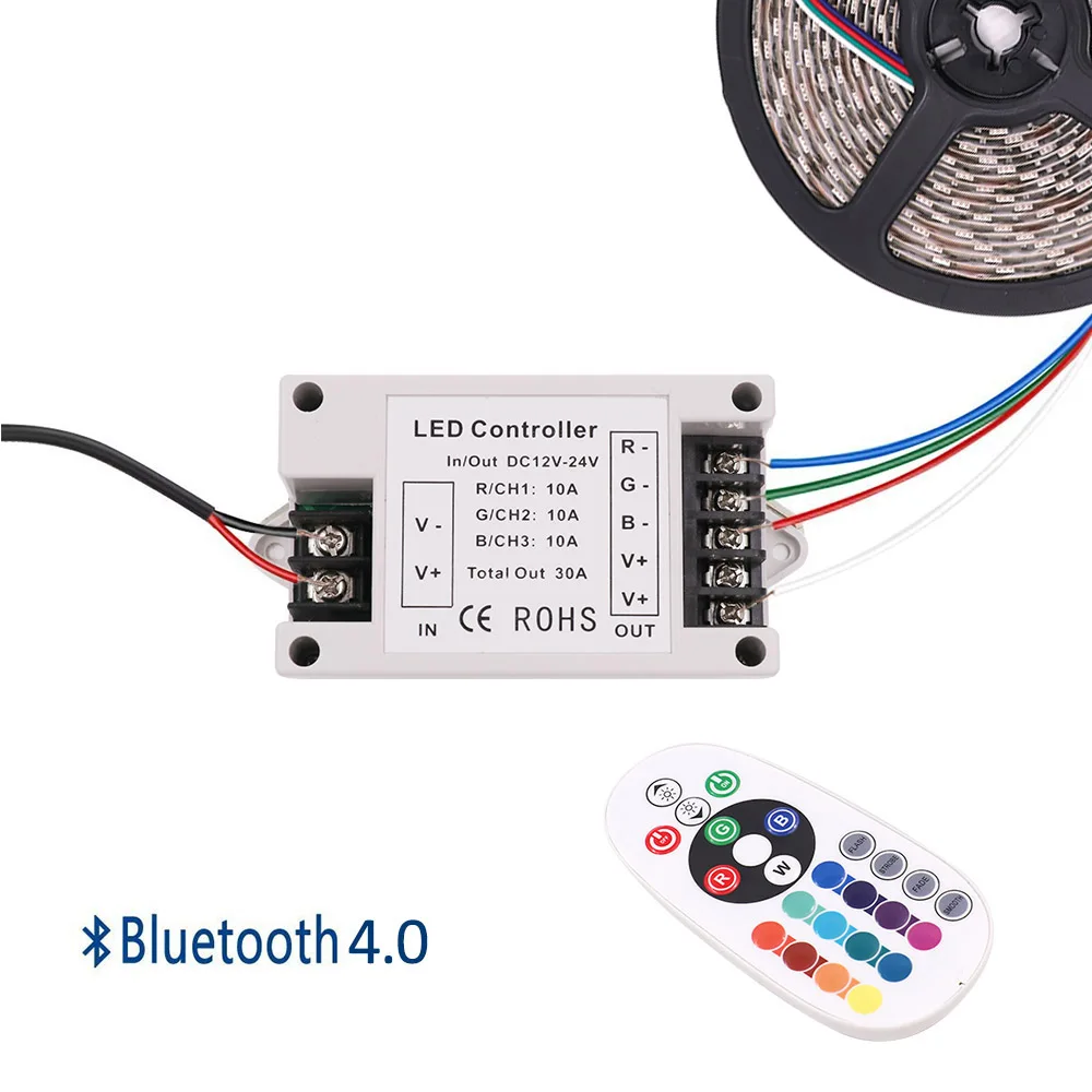 30A/42A RGB/RGBW Bluetooth-compatible Led controller 24Key IR Remote Big Power 360W BT Controller for RGB Strip light DC12-24V - Image 6