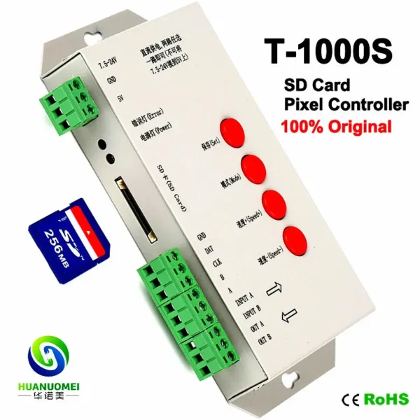 100% Origion T-1000S SD Card LED Pixel Controller,DC5~24V,Max 2048Pixels,Support WS2801,LPD6803,WS2811,TM1804,TM1809,LPD8806 Etc - Image 6